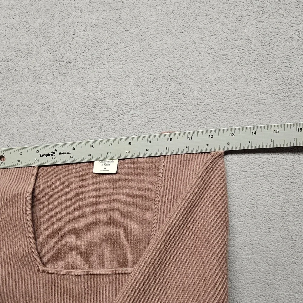 Abercrombie & Fitch Crop Sweater Womens M Brown Ribbed Long Sleeve Square Neck